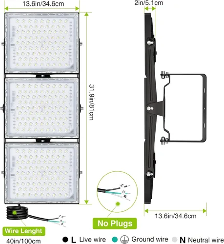 Vista 12 de STASUN - Luz de inundación LED para exteriores, 150 W, 15000 lúmenes, 6000 K, luz blanca IP66, impermeable, luz de estacionamiento comercial, 3