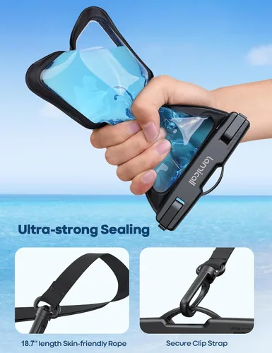 Vista 6 de Lamicall - Funda impermeable para teléfono, paquete de 2, IPX8, resistente al agua Beach & Cruise Essentials, Touch Screen, for iPhone 17 16 15 14