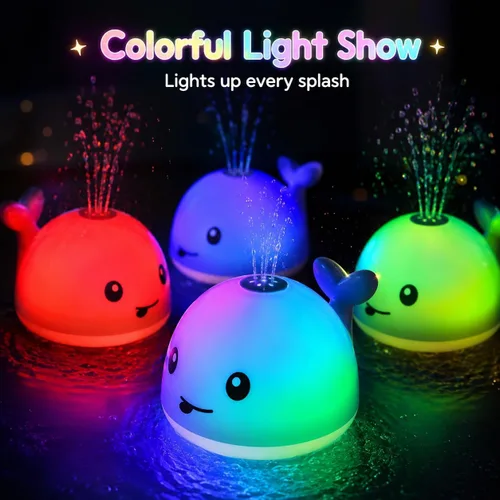 Vista 2 de Gigilli Juguetes de baño para bebés, juguete de baño de ballena iluminado Gris
