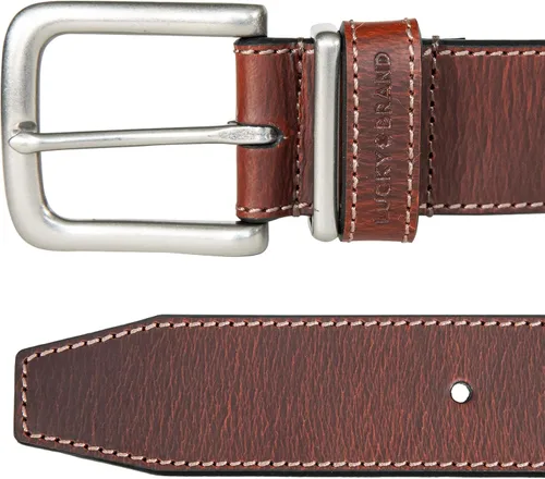 Vista 4 de Lucky Brand Cinturón de cuero cosido para hombre Clásico Casual Vestido Todos los días Western Hebilla de metal