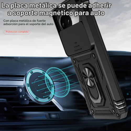 Vista 3 de Funda para Google Pixel 8 con cubierta deslizante para cámara con protector de pantalla HD [grado militar de 16 pies probada en caídas] Funda Negro