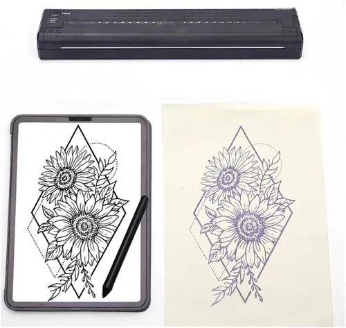 Vista 4 de Portable Thermal Tattoo Printer Transfer Machine Stencil Maker Line Drawing Photo Printing Copier 50 Sheets A4 Paper