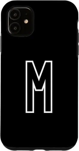 Vista 8 de Funda con monograma inicial favorita para iPhone 13 Pro Max Letra M, color blanco y negro