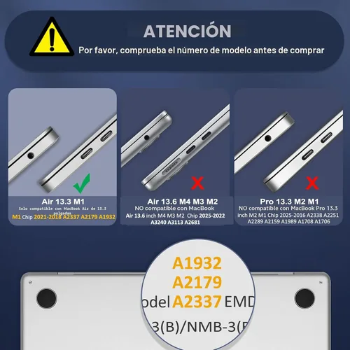 Vista 2 de MOSISO - Funda rígida y de plástico compatible con MacBook Air de 13 pulgadas versión 2022, 2021-2018, A2337 M1 A2179 A1932; con cubierta