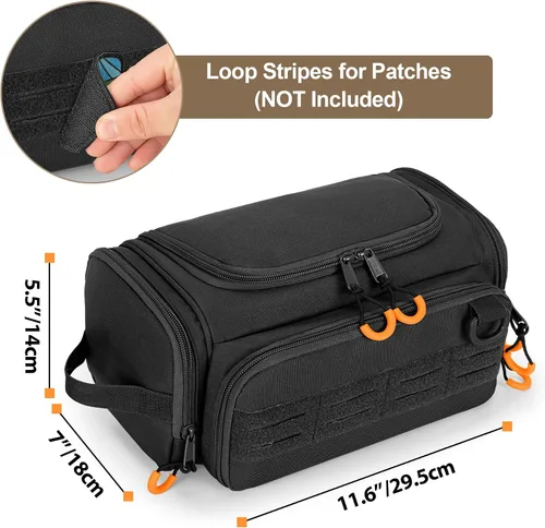 Vista 6 de Neceser táctico para hombres, bolsa de higiene colgante, kit organizador de viaje para afeitarse, artículos esenciales de ducha y artículos de aseo