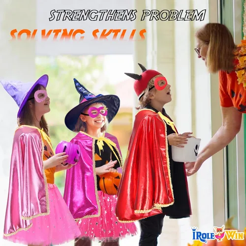 Vista 5 de iROLEWIN Disfraz de superhéroe y máscara TuTu para niñas, disfraz de superhéroe para niñas, regalo de fiesta de juego
