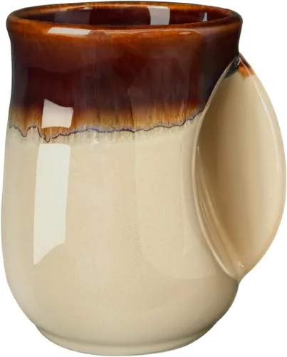 Vista 16 de Selamica - Taza de porcelana de 18 onzas con calentador de manos para diestros, taza de café, taza de té para familiares y pareja - Azul