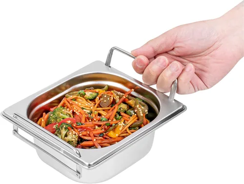 Vista 12 de Restaurantware Met Lux - Bandeja de mesa de vapor de 7 x 6.4 x 2.5 pulgadas, 1 sexto sartén de hotel, bandeja de acero inoxidable plateado profundo