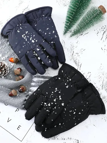 Vista 5 de 2 pares de guantes de nieve gruesos para niños, guantes de esquí para niños pequeños, guantes de invierno cálidos e impermeables para niños y niñas