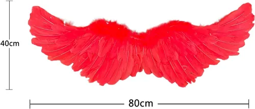 Vista 7 de Alas de ángel para cosplay, alas de disfraz de Halloween, alas de plumas blancas y negras con correas ajustables