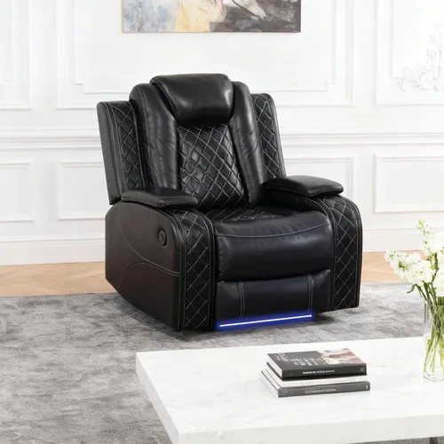 Vista 17 de Juegos de muebles de sala de estar, sofá modular reclinable eléctrico con luces LED, juego de sofá de cuero, sofá reclinable para sala de estar