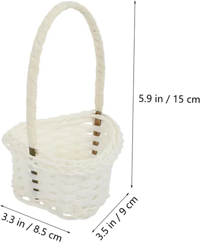 Vista 2 de Cesta de ratán de 18 piezas, cesta tejida de plástico, cesta de estilo rural, cesta de tela a cuadros con asa, cesta de paja, cesta
