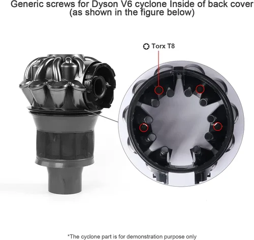 Vista 4 de Tornillos internos de repuesto para Dyson V6 DC58 DC59 DC62 DC72 DC74 Aspiradora Cyclone T8 Tornillos Piezas de repuesto