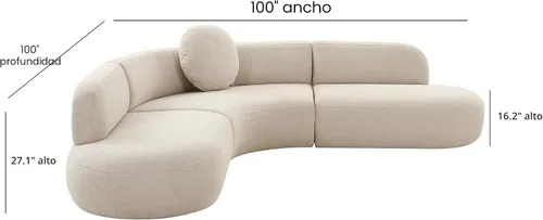 Vista 2 de TOV Furniture Broohah - Seccional de microespiga beige
