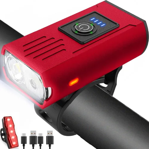 Vista 10 de Victoper Bike Light, High Lumens Super Bright Bicycle Lite, 6+4 Modes USB Rechargeable Bike Headlight & Taillight Set, Waterproof Safety Bike Front