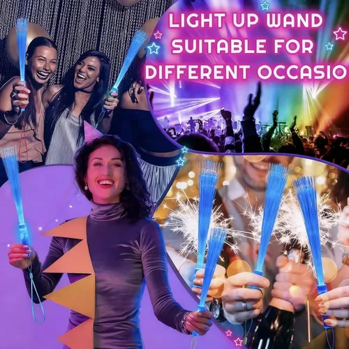 Vista 4 de Skylety - Varita de fibra óptica, 36 unidades, varita de fibra óptica LED con 3 modos de luz, varillas de brillo a granel intermitentes incluidas