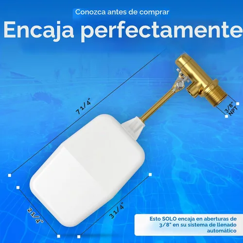 Vista 5 de Válvula de flotador de agua de 3/8" – Controlador de nivel de agua resistente de 125 PSI – Válvula de flotador de tuerca alada fácil de ajustar
