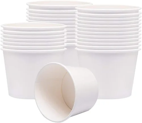 Vista 12 de Juego de 50 tazas desechables de helado blanco de 12 onzas con tapa, tazas de papel para llevar, taza de papel para llevar, recipiente de comida