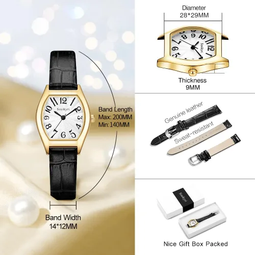 Vista 6 de Reloj Szaikyri en Forma de Barril para Mujeres con Números Árabes Fáciles de Leer, Reloj de Vestir para Damas