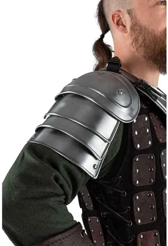 Vista 5 de Adam Spaulders - Cubrehombros de Adán de acero medieval, disfraz de armadura de escudo de fantasía, armadura LARP de caballero, protección de hombro