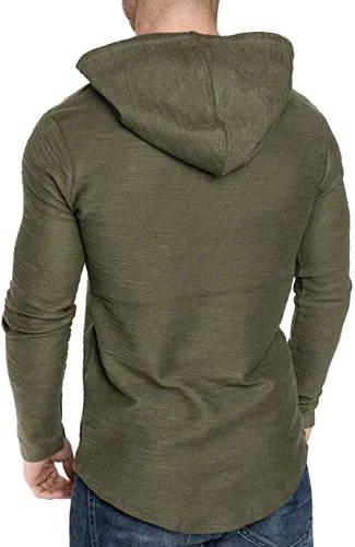 Vista 5 de Lexiart Sudadera deportiva con capucha para hombre, color liso, forro polar