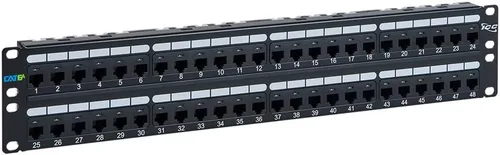 Vista 11 de ICC Panel de conexiones CAT5e, listado UL y aplicaciones Gigabit con clasificación PoE++, panel de conexión de red de 24 puertos 1U de 19 pulgadas