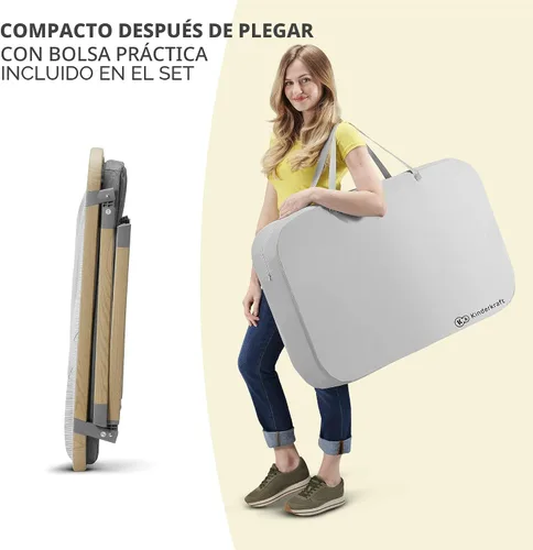 Vista 5 de Kinderkraft Sofi - Cuna de viaje portátil para bebé, cuna convertible 4 en 1 con corral fácil de empacar, cómodo colchón de cuna y una función