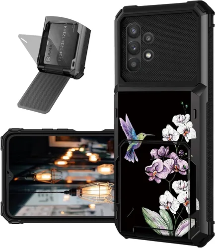 Vista 12 de Funda tipo cartera para Samsung Galaxy A32 5G con ranura para tarjetero, funda con tapa híbrida de doble capa, resistente, a prueba de golpes, funda
