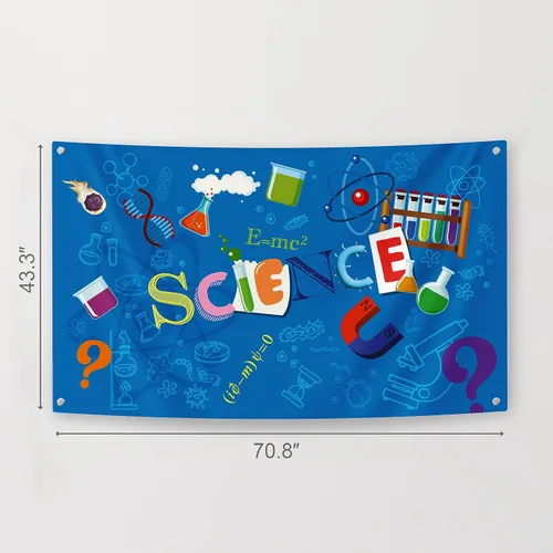 Vista 6 de Telón de fondo de fiesta de ciencia – Fondo de estudio temático de científico loco, suministros de fotografía para baby shower o fiesta