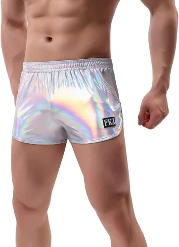 Vista 3 de ABAFIP Calzoncillos de natación holográficos metálicos brillantes para hombre, pantalones cortos, pantalones cortos, traje de baño, traje de baño