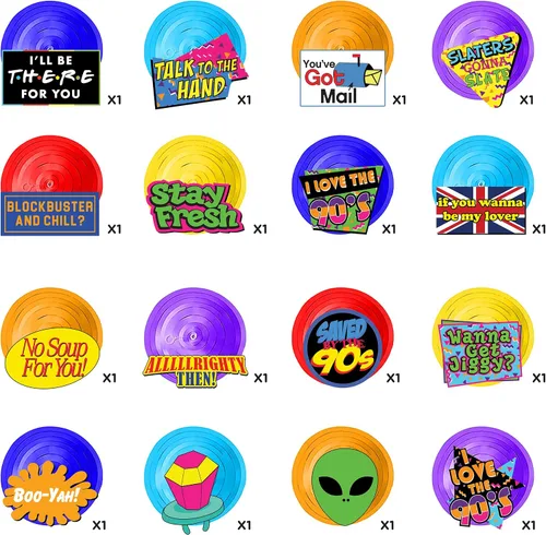 Vista 4 de Remolinos colgantes de los años 90, 32 piezas, decoraciones de fiesta de regreso a los 90, suministros y recuerdos