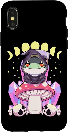 Vista 4 de Funda para iPhone 15 Pastel Goth Kawaii Mushroom Moon Phase Grim Reaper Frog Case