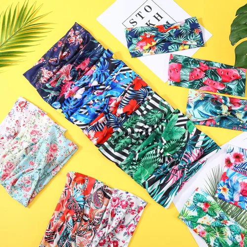 Vista 4 de Jutom 20 diademas para mujer, bohemias, playa, verano, hawaianas, anudadas, anchas, a granel, elásticas, tropicales, florales, vintage, envoltura