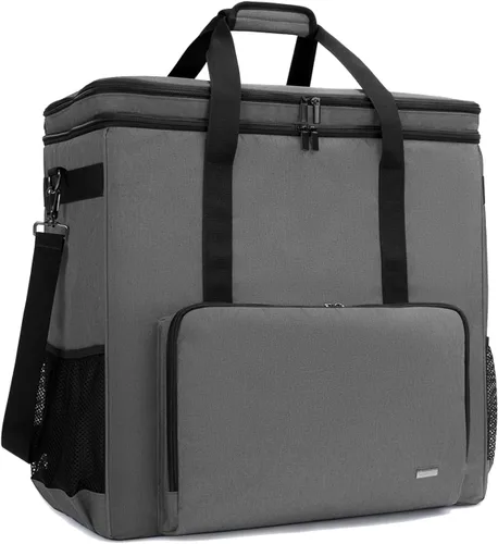 Vista 8 de CURMIO Funda de transporte de PC de doble capa, bolsa de viaje para computadora de escritorio para chasis de PC, teclado, mouse y auriculares, solo