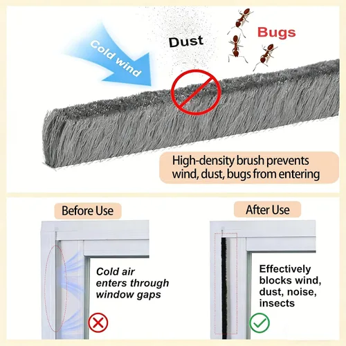 Vista 3 de Cinta de sellado de COUMENO para tope resistente 0.2inX0.4inX33FT adhesiva impermeable para puertas y ventanas, perfecta para bloquear corrientes