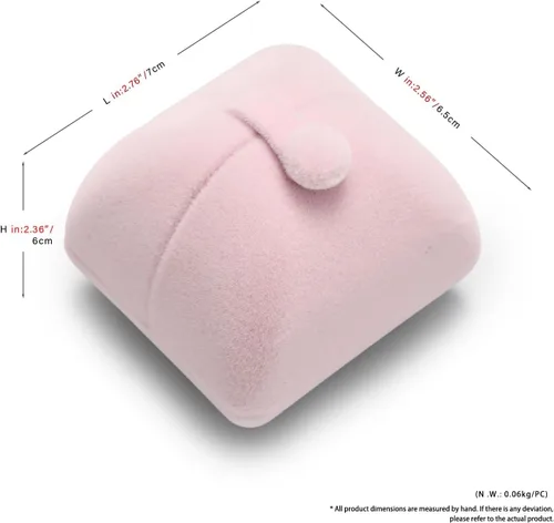 Vista 6 de Oirlv Caja de anillo de terciopelo rosa para propuesta, compromiso, caja de regalo de anillo lindo de boda