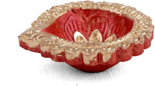 Vista 5 de SATVIK - 12 piezas de arcilla multicolor Diya terracota Dia tradicional Puja Vilakku lámpara de aceite natural Mitti Diya luz de té de bienvenida