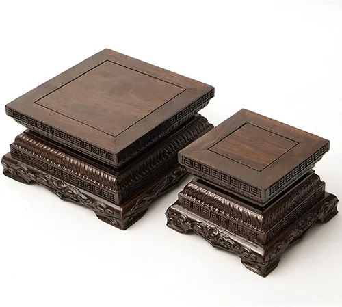Vista 4 de Cuadrado de madera de ébano base de madera maciza Buda estatua ornamento tallado artesanía soporte de exhibición