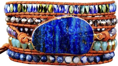 Vista 101 de ZOSOJONA - Pulseras bohemias hechas a mano de piedra natural, que dan vuelta, con cuentas de cristal de turquesa