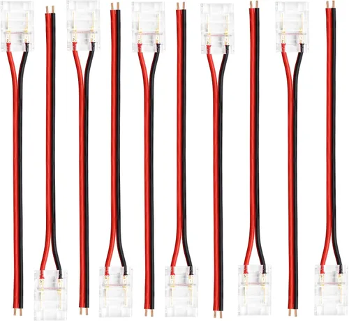 Vista 15 de LightingWill Conectores LED de 2 pines de 0.315 in, 10 unidades DC hembra conector transparente sin soldadura, conector de luz de cinta LED 2