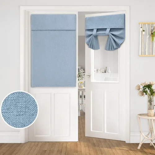 Vista 12 de HOMEIDEAS Cortinas opacas de lino con luz lateral para puerta delantera, cortinas de ventana de puerta lateral, ventana pequeña, decoración moderna