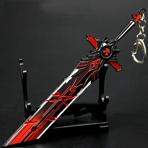 Vista 3 de retsamradassaT Genshin Impact Diluc Wolf's Gravestone Metal Claymore Arma Espada Llavero RedBlack Standard