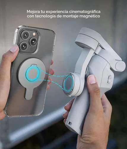 Vista 2 de ENCASED Adaptador magnético para DJI Osmo Mobile Smartphone Gimbal Stabilizer - Compatible con MagSafe (DJI OM 8 7P 7 SE 6 5 4)