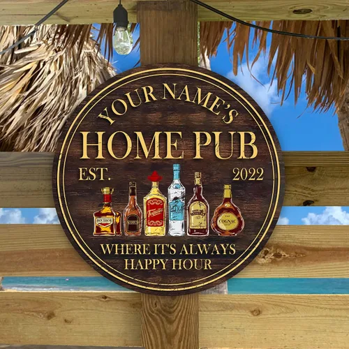 Vista 6 de Artsy Woodsy Placa de madera personalizada para bar pub (no tallada) Accesorios de decoración de pared y puerta, letrero rústico de bar, letrero
