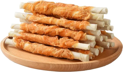 Vista 11 de Pawmate Dog Treats Chicken Wrapped Rawhide Donut Masticables de larga