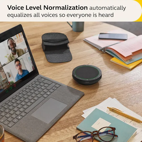 Vista 3 de Jabra Altavoz Bluetooth inalámbrico Speak2 55, altavoz compacto y portátil con 4 micrófonos con cancelación de ruido, altavoz de rango completo