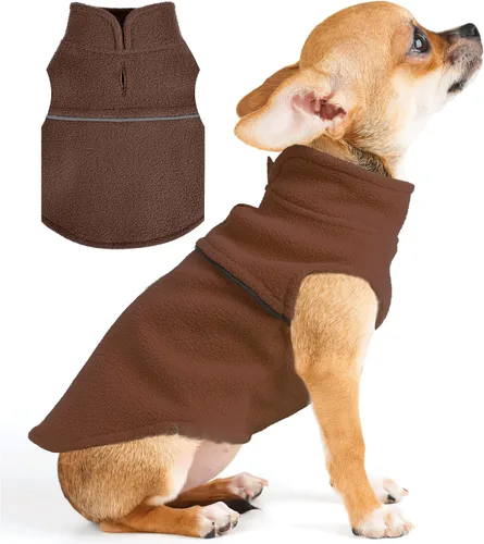 Vista 15 de Suéteres para Perros Pequeños para Niñas, Chaleco de Forro Polar para Perros con Orificio para Correa, Suéter Cálidamente Ajustable, Chaqueta