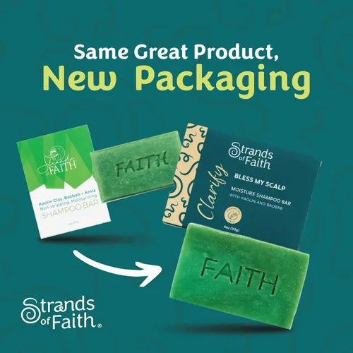 Vista 4 de Strands of Faith Clarify - Barra de champú hidratante que no se pela, infundida con ingredientes naturales, da a tus hebras la limpieza profunda