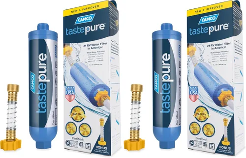 Vista 12 de Camco Tastepure - Filtro de agua para autocaravana, filtro de agua avanzado en línea con protector de manguera flexible, filtración GAC y KDF