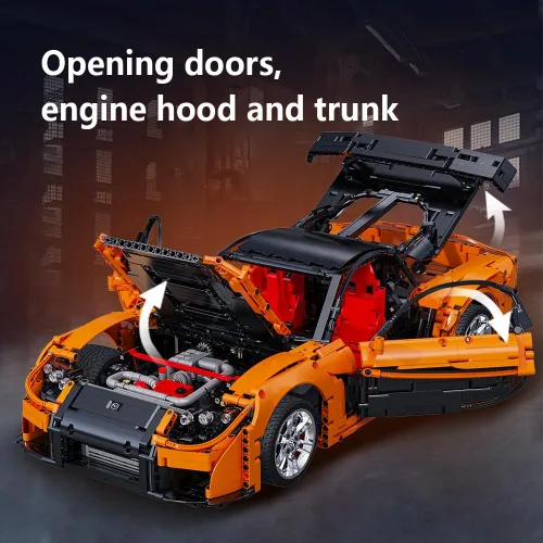 Vista 4 de CaDA Master C61502W Mazda RX-7 Remote Control Powered Building Block Car, 1:8 Scale, 3305 Pieces, Dynamic Collectible Brick